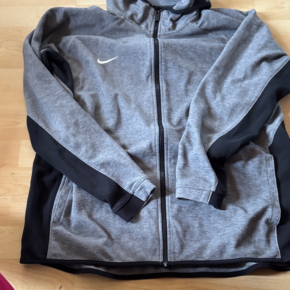 Nike Gray and Black Zip-Up Hooded Jacket
